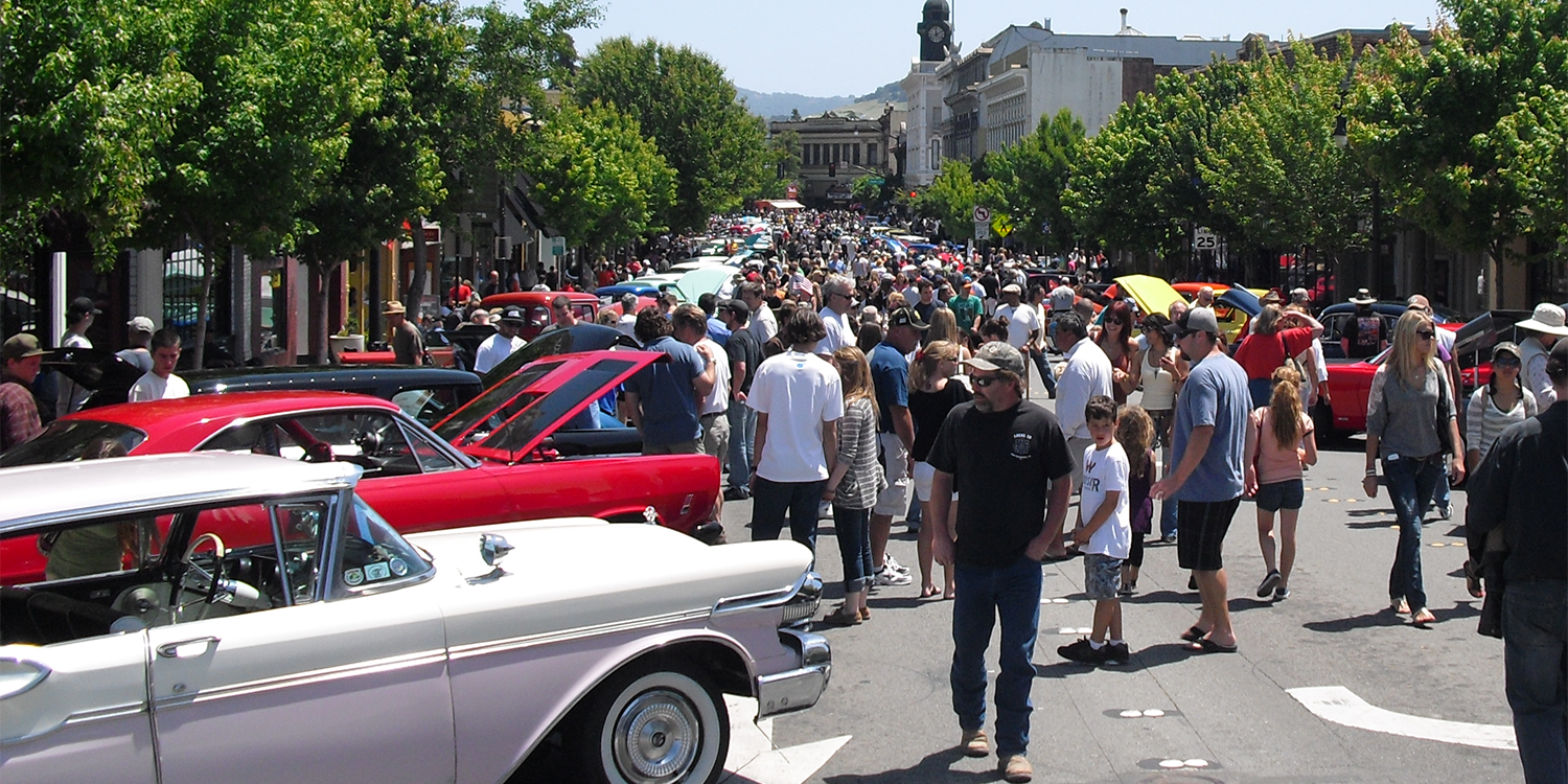 A look down petaluma blvd at the heart of the show